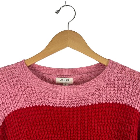 Umgee Sweater Multicolor Striped Oversized S Coastal Beachy Womens Open Knit - Picture 8 of 9